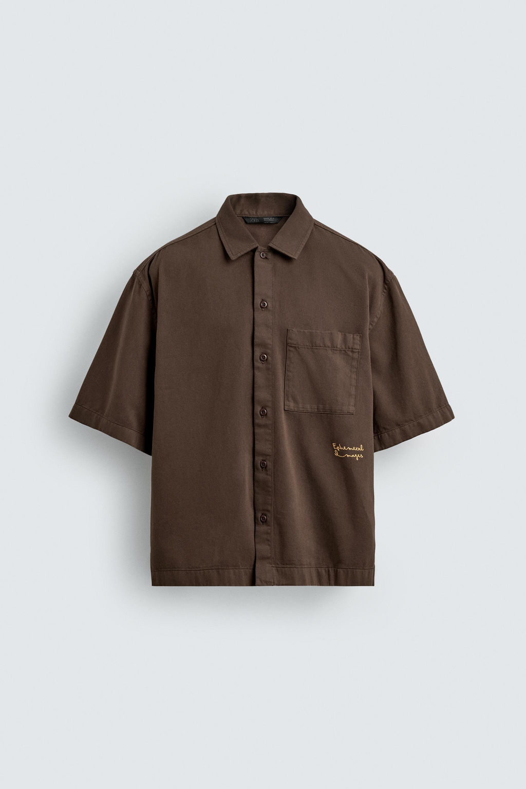 CAMISA LAVADA ESTAMPADO COMBINADO / Marr?n - Zara фото 7