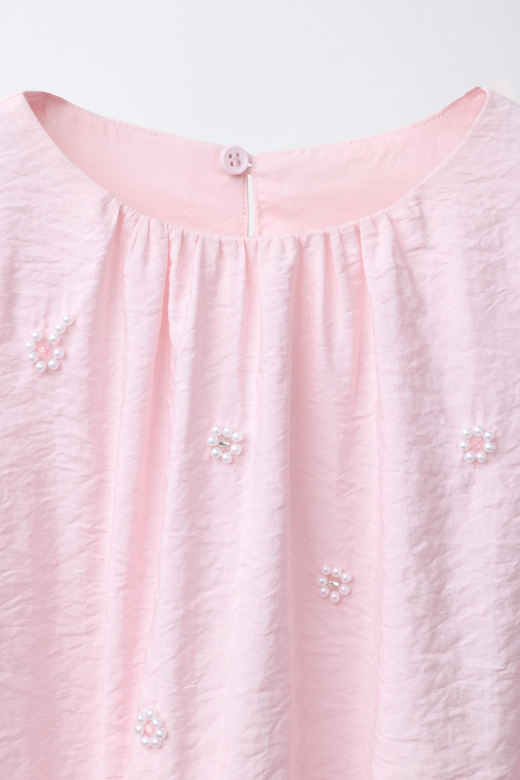 SATIN BLOUSE WITH FAUX PEARLS - Zara фото 3