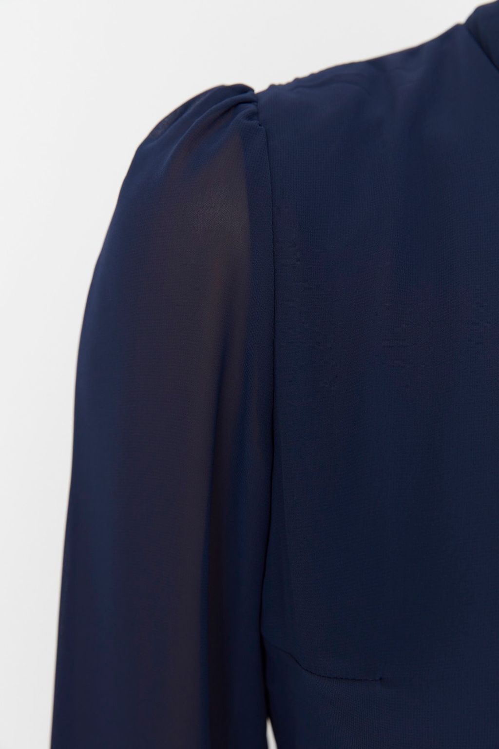 Indigo A Kesim Dik Yakal? Midi Astarl? Sifon Dokuma K?sl?k Elbise TWOAW20EL1313