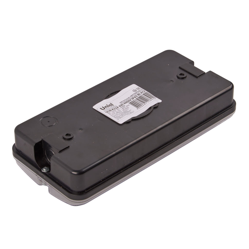ULW-K25A 6W/4000K IP65 BLACK Светильник светодиодный влагозащищенный. Белый свет (4000K). 660Лм. Размер 220*105*50мм. Корпус чёрный. ТМ Uniel