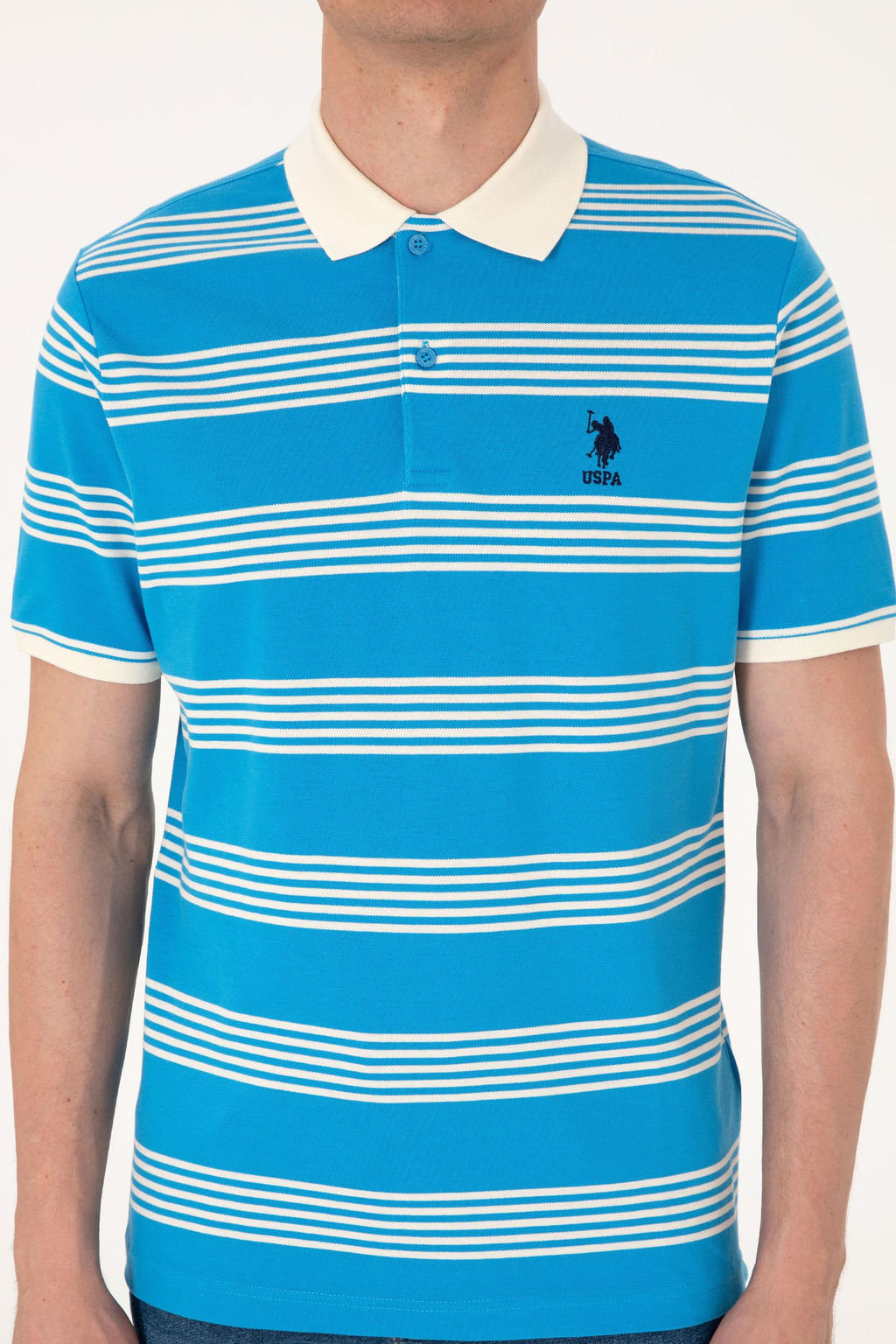 Erkek Regular Fit Polo Yaka Turkuaz _izgili Ti__rt Sepette S_rpriz _ndirim - U.s. polo assn фото 6
