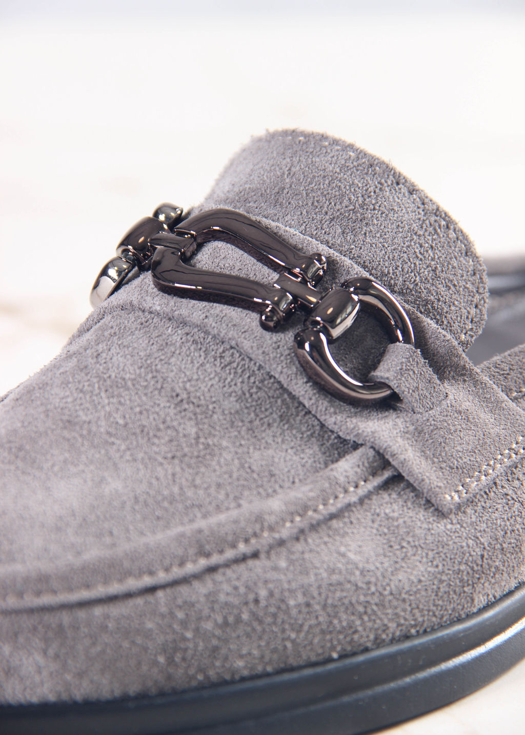 Сабо лоферы 1080.2614bl. серый замок замша