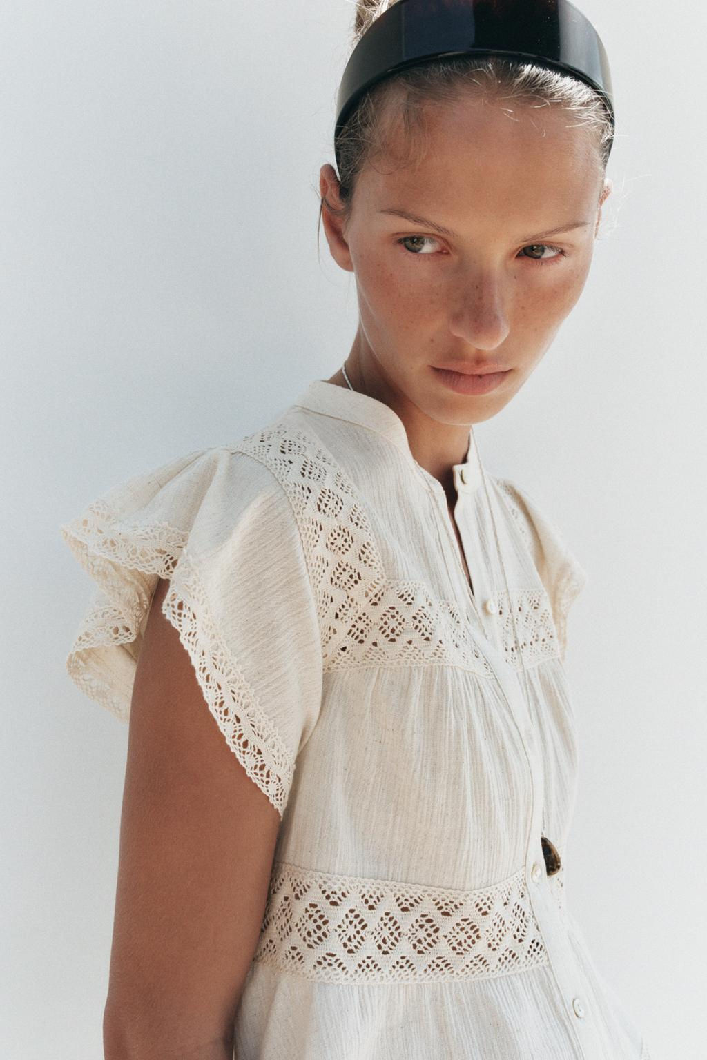RUSTIC CROCHET LADDER STITCH TOP - Zara фото 4