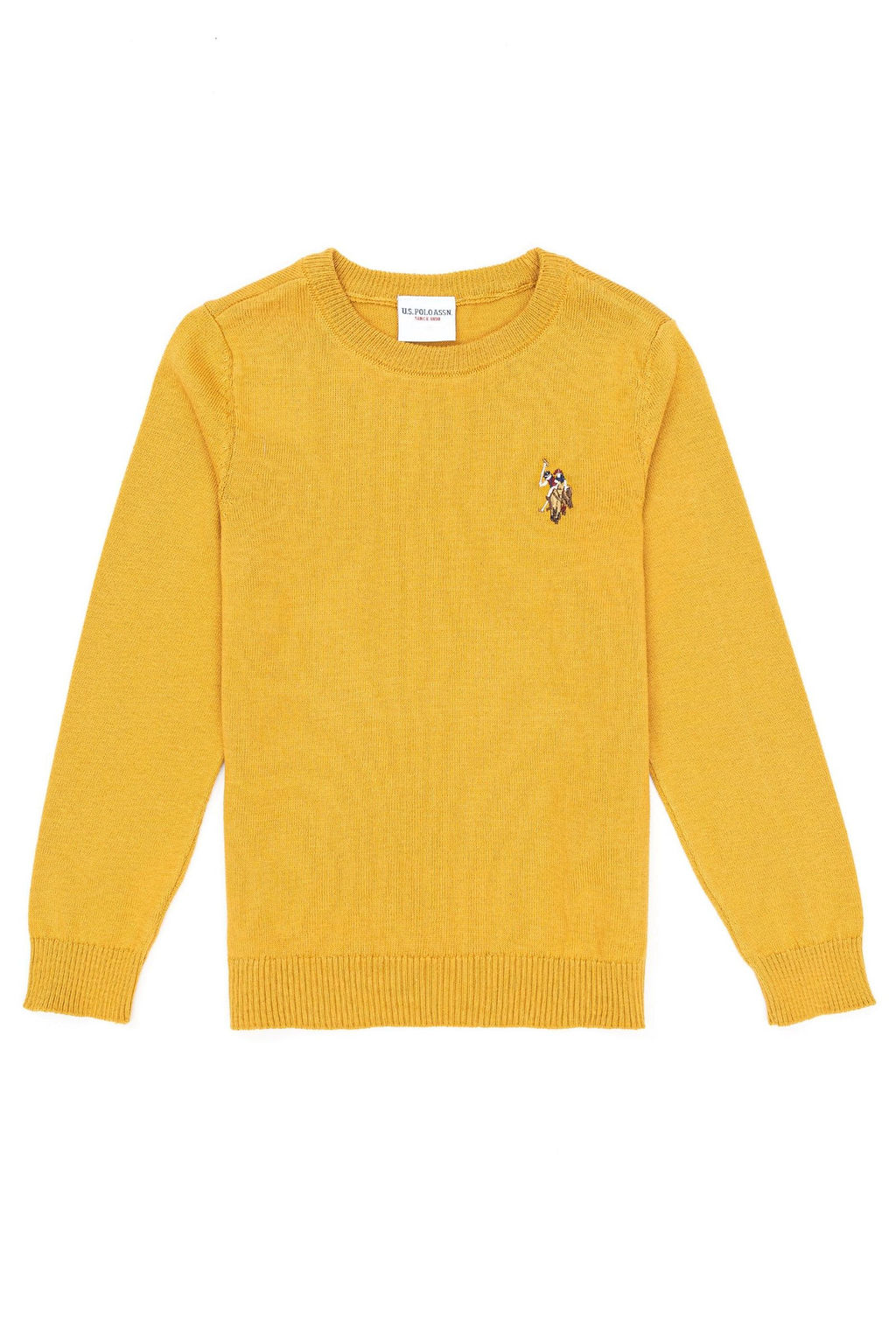 U. S. Polo Assn / Горчичный трикотажный свитер для мальчика с круглым вырезом - U.s. polo assn фото 4