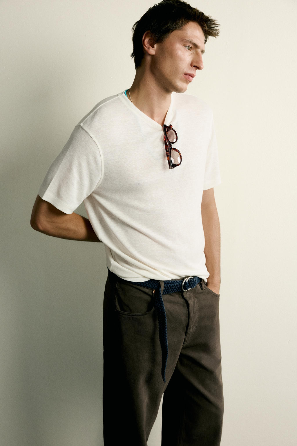 CAMISETA REGULAR FIT C??AMO - VISCOSA / Blanco roto - Zara фото 6