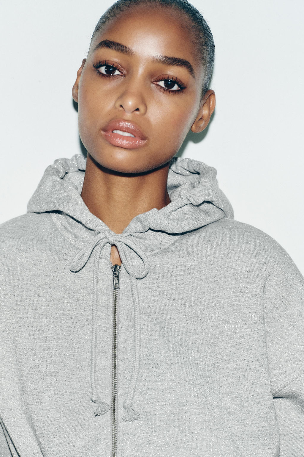 METALLIC THREAD CROP HOODIE - Zara фото 2