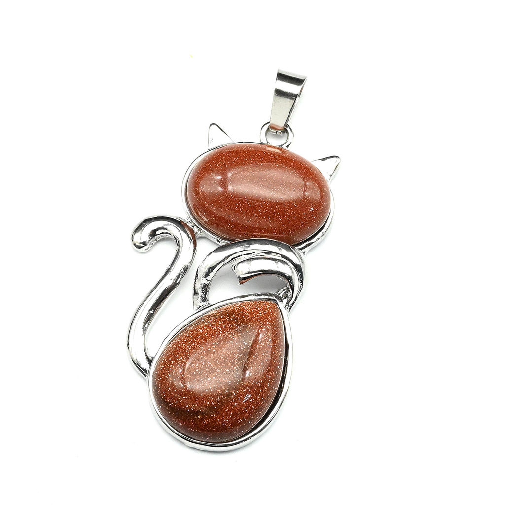 Кулон Кошка 25*45мм с авантюрином