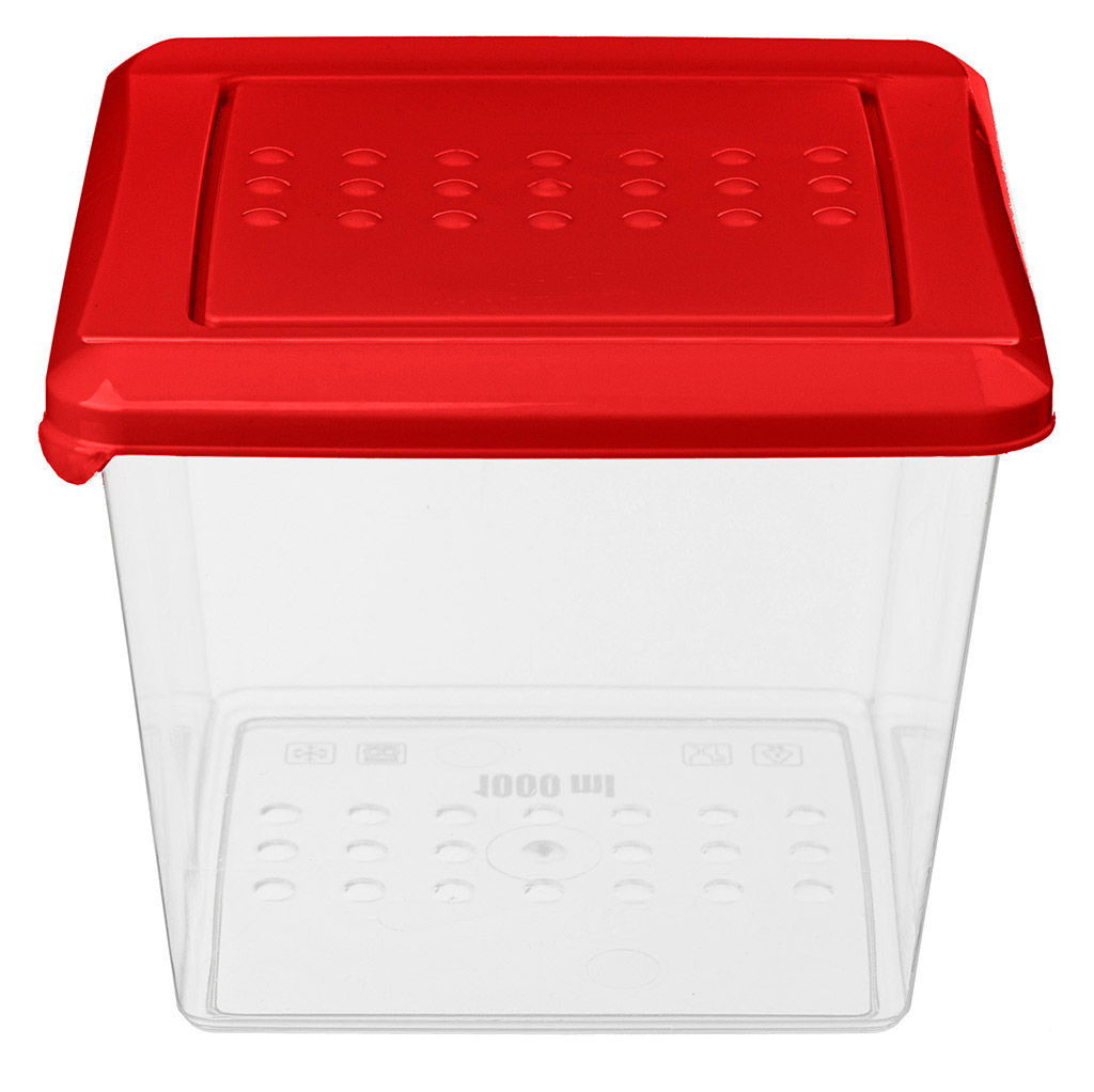 Asti Контейнер для продуктов пластмассовый 1л, 12,4х12,4х10см, квадратный, красный, подходит для СВЧ, Idiland (Россия) - Домашняя Мода фото 2