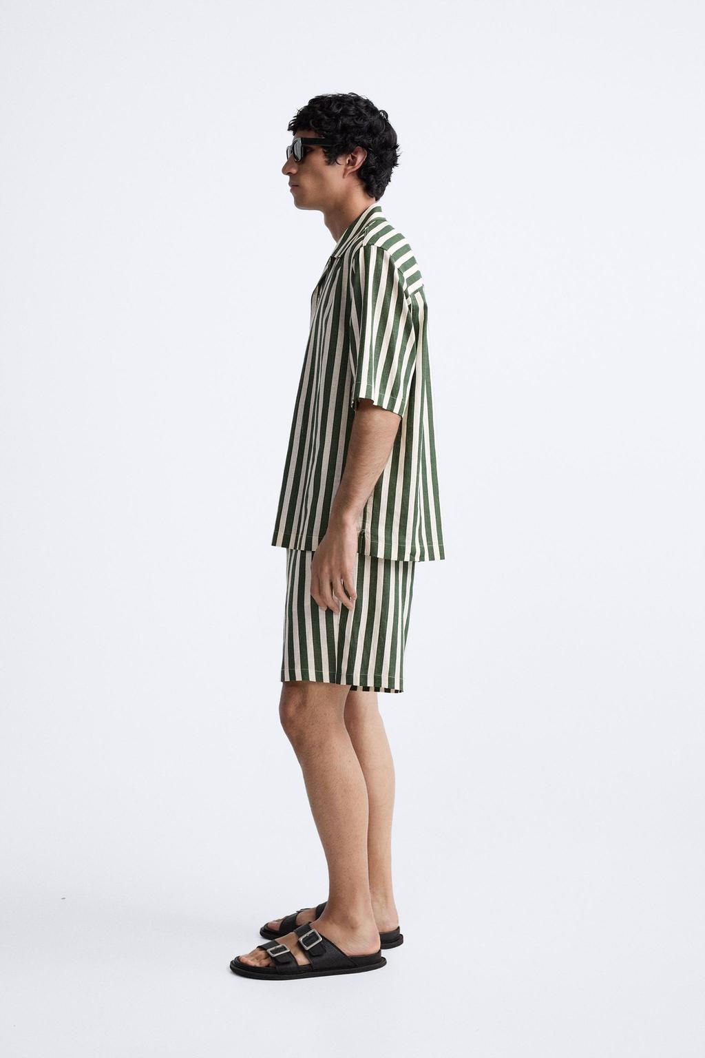 STRIPED VISCOSE/LINEN BLEND SHIRT - Zara фото 4