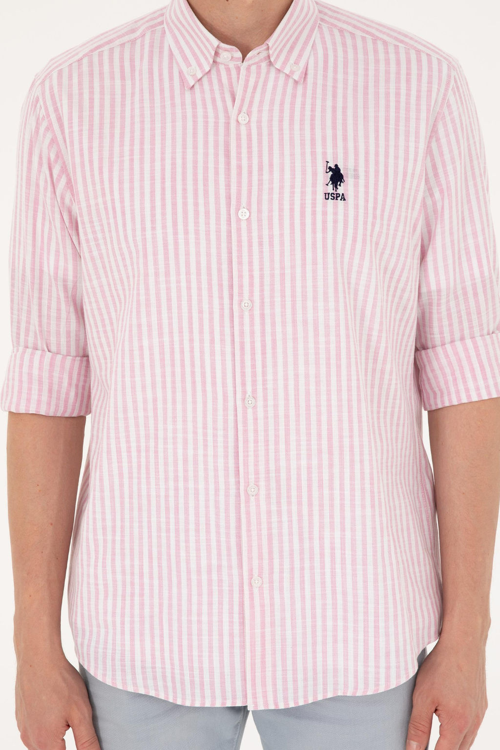 U. S. Polo Assn / Мужская пудровая рубашка с длинным рукавом - U.s. polo assn фото 6