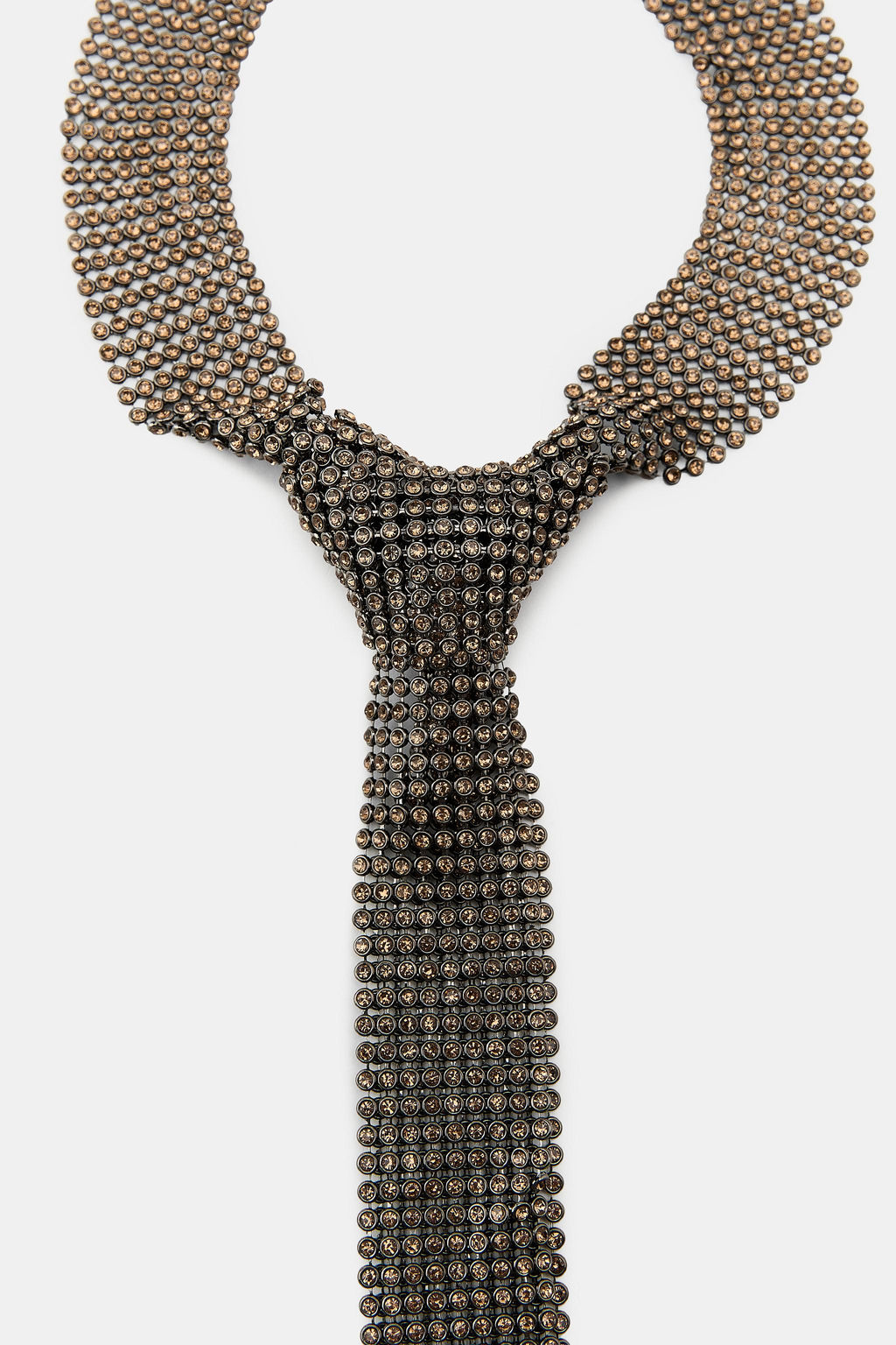 METALLIC TIE NECKLACE WITH RHINESTONES - Zara фото 3