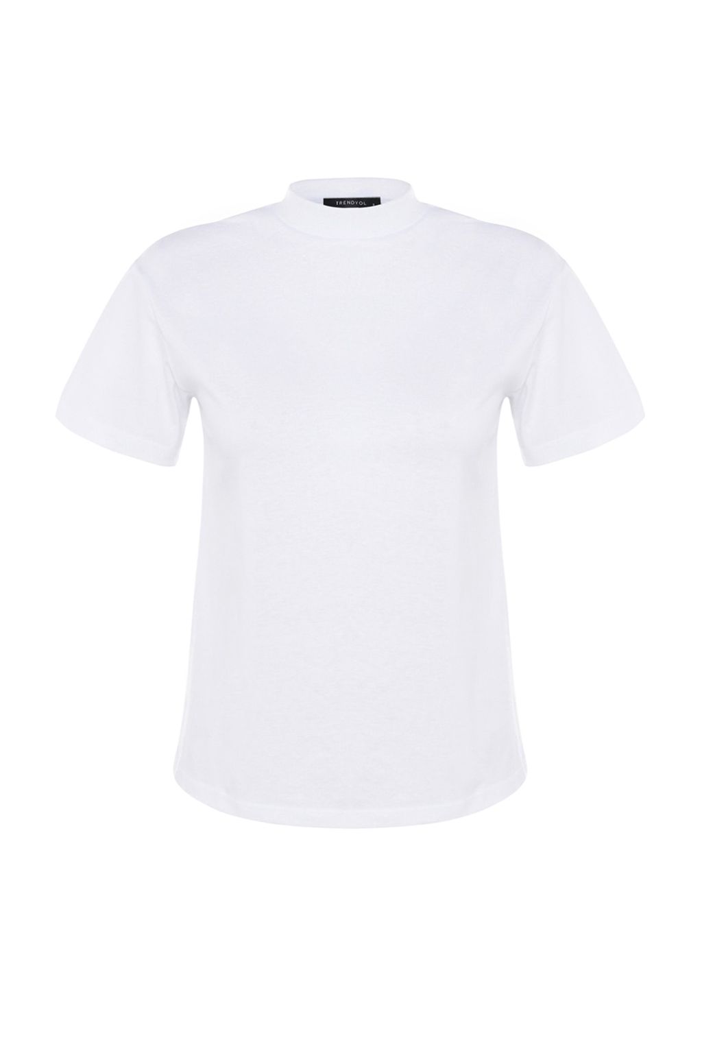 Beyaz-Siyah Beyaz Cizgili 2li Paket Basic Dik Yaka Orme T-Shirt TWOSS20TS1500