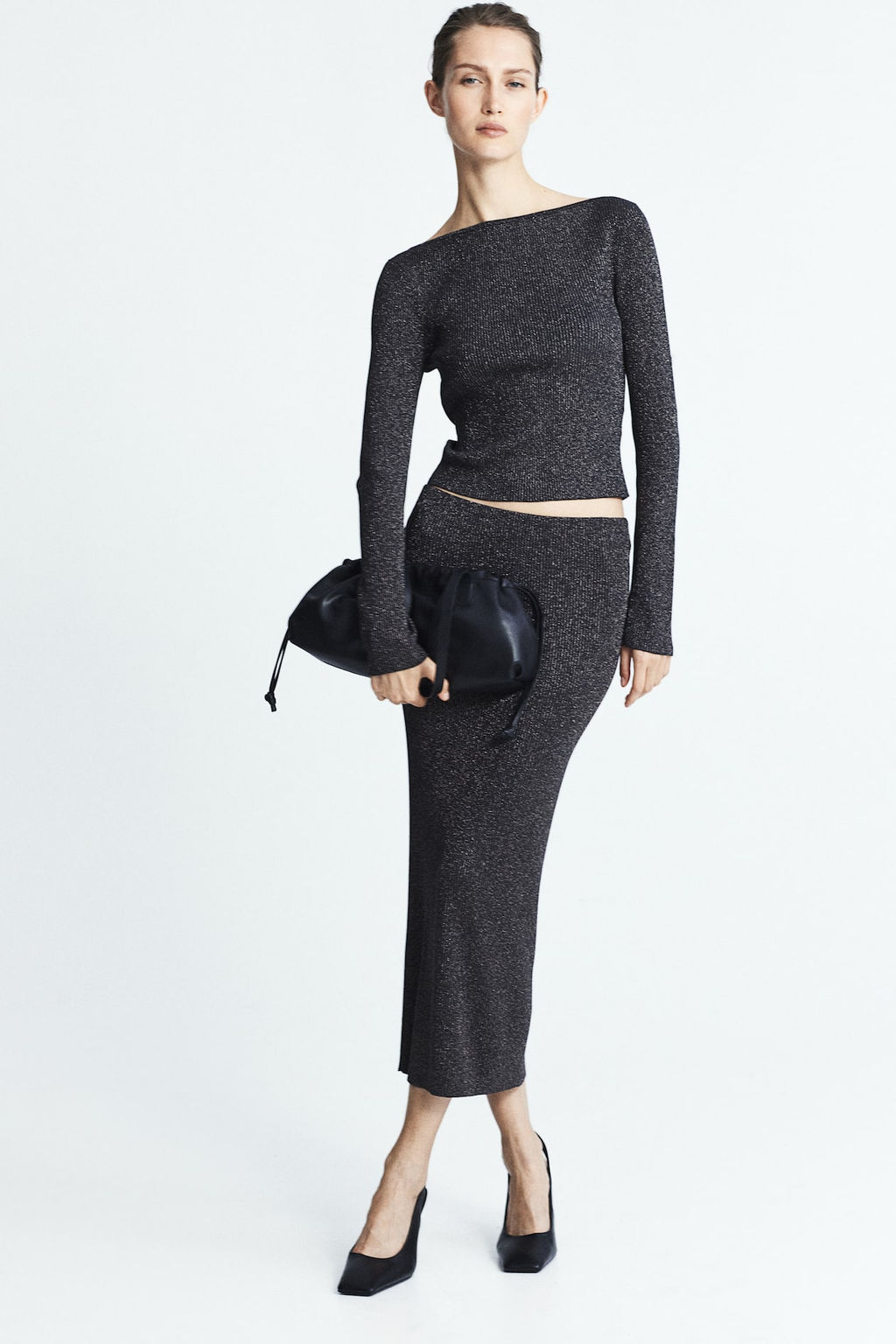 Falda brillante en punto de canale - H&m фото 4