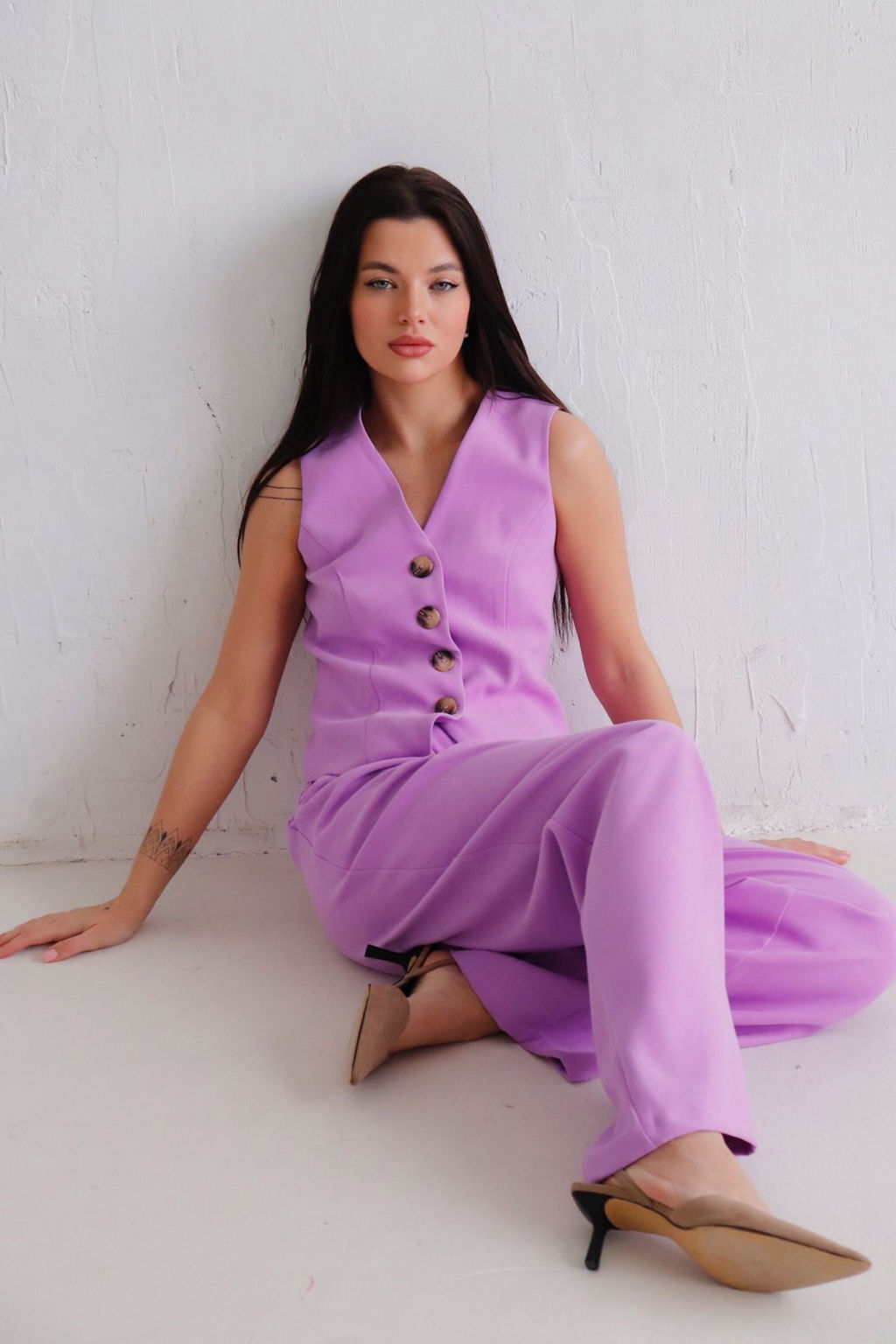 12442 Костюм брючный с жилетом сиреневый - Martichelli фото 8