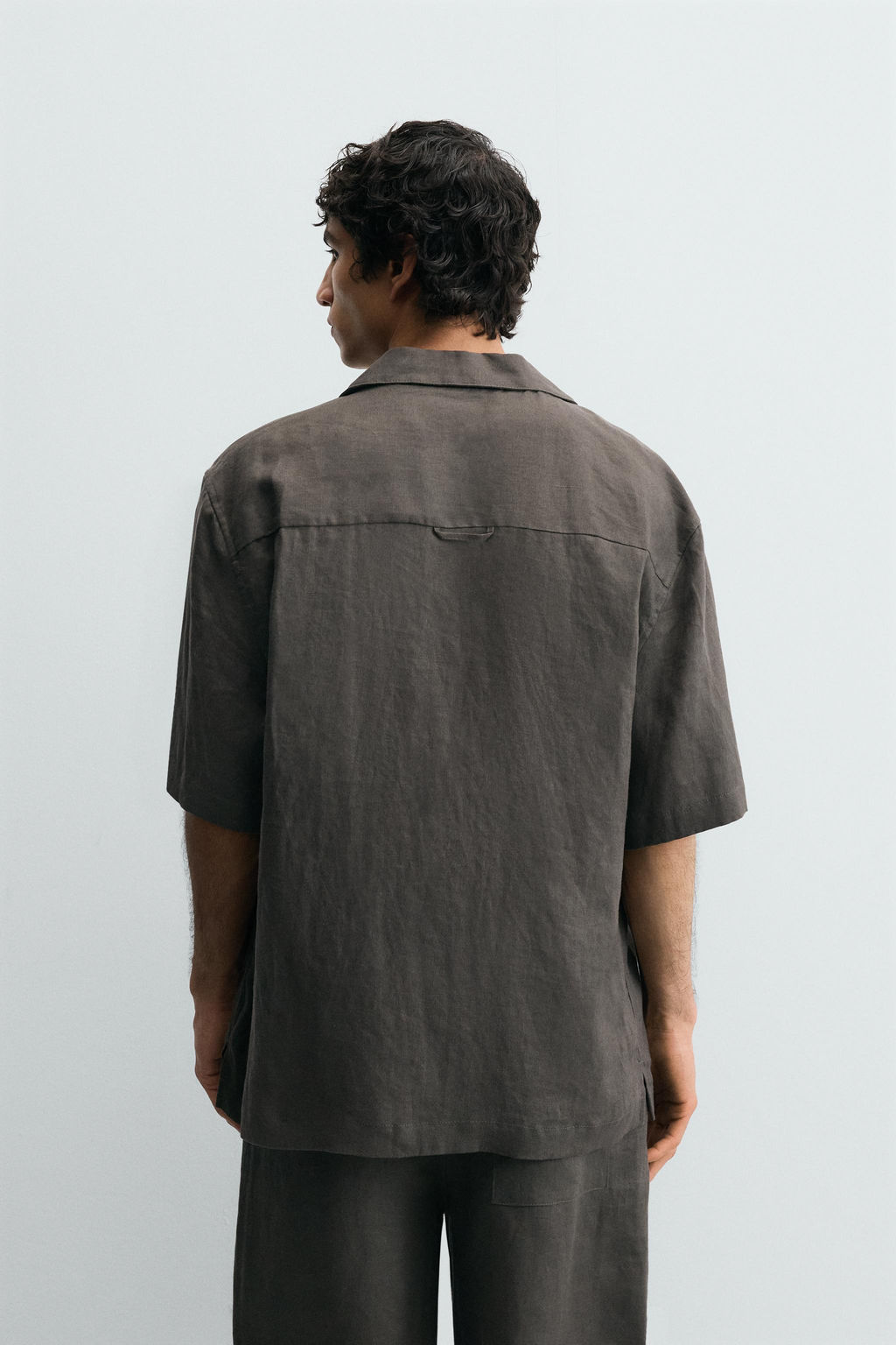 Рубашка CAMISA RELAXED FIT LINO льняная темно-зеленая