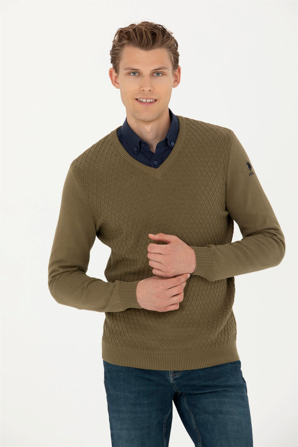 Мужской свитер цвета хаки - U.s. polo assn фото 2