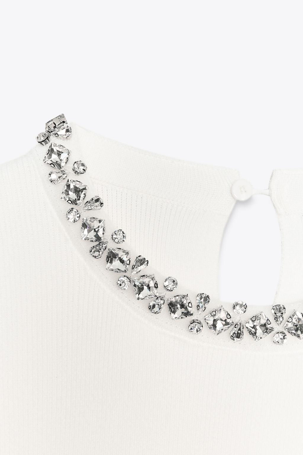 PLAIN KNIT MINI DRESS WITH RHINESTONES - Zara фото 7