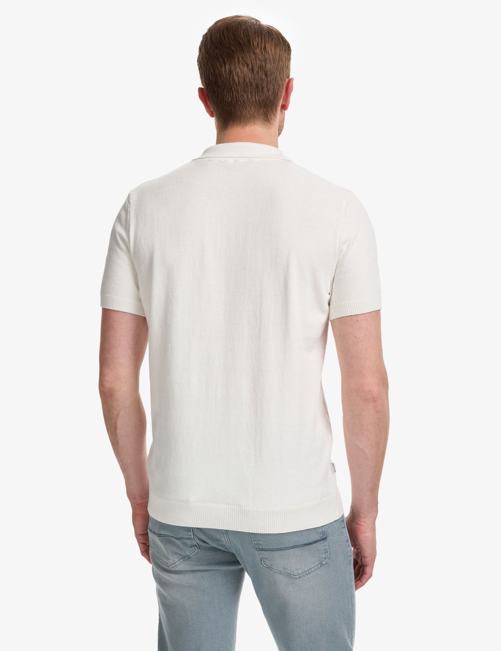 Ekru Slim Fit %100 Pamuk Apa_ Yaka Triko Ti__rt