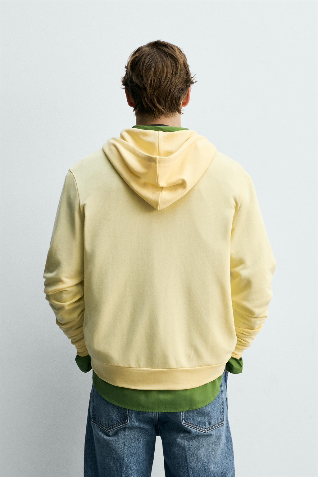 SUDADERA LYOCELL - ALGOD?N CREMALLERA CAPUCHA / Amarillo claro - Zara фото 3