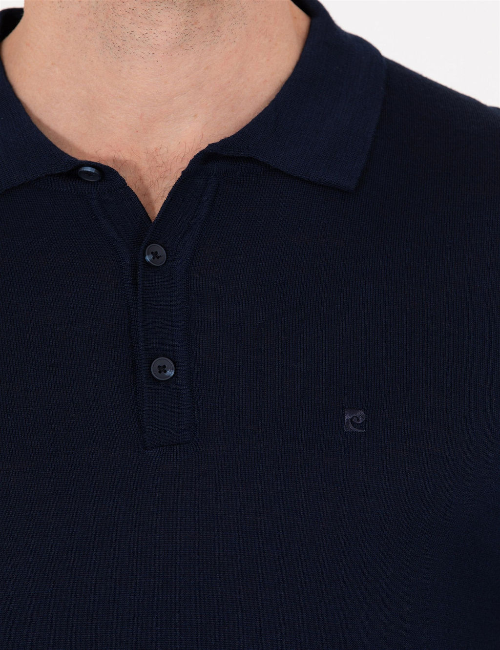 Lacivert Slim Fit Polo Yaka Y_n Kar___ml_ Basic Triko Kazak