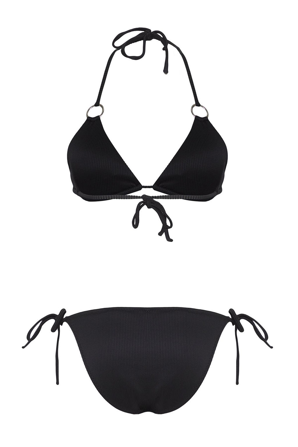 Siyah Ucgen Aksesuarl? Dokulu Regular Bikini Tak?m? TBESS25BT00037