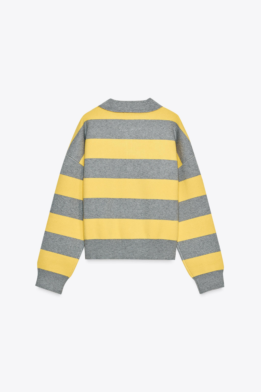 STRIPED KNIT POLO COLLAR SWEATER