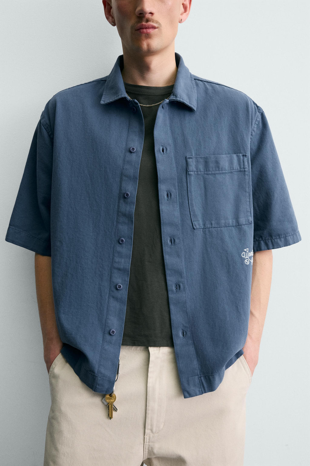 SOBRECAMISA ESTRUCTURA BORDADO / Azul - Zara фото 5