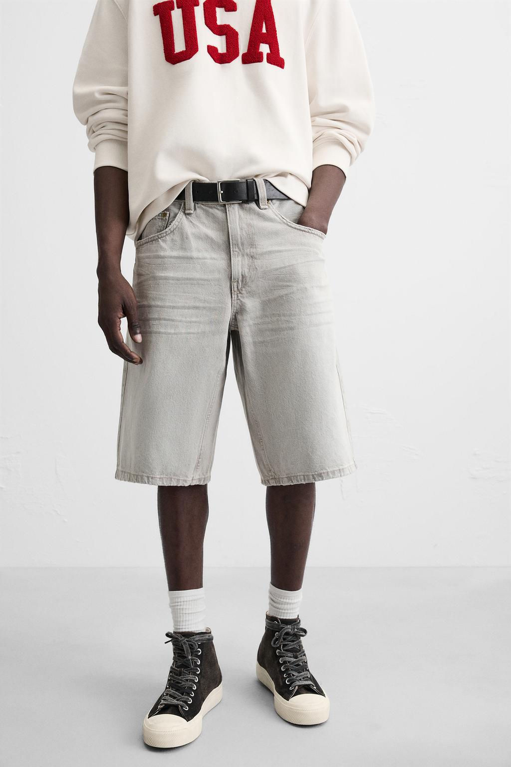 BASIC BAGGY FIT DENIM BERMUDA - Zara фото 45