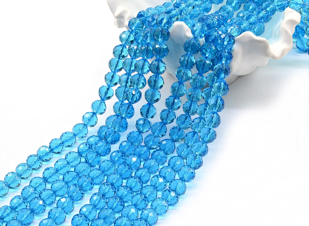Бусины из циркона капля граненая 10*10мм цв.лазурный, 39см, 42 бусины Радуга камня