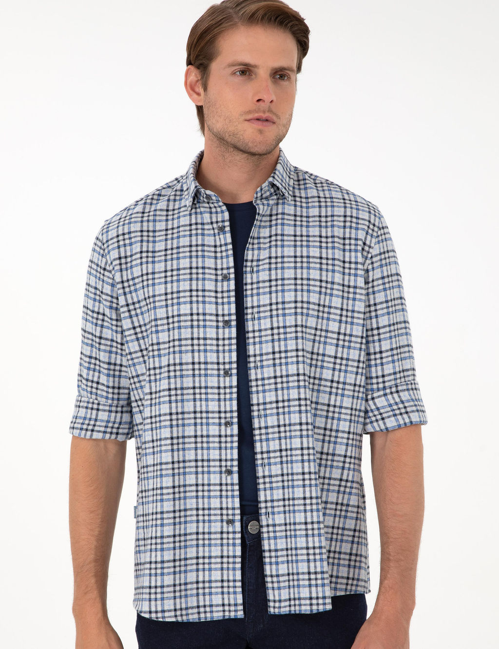 Рубашка Pierre Cardin Regular Fit с длинными рукавами индиго