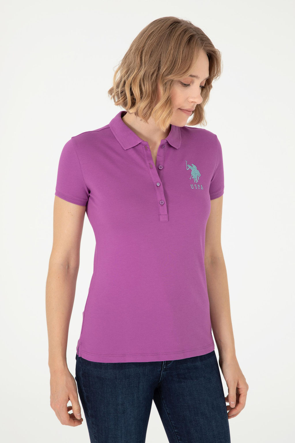 Женская фиолетовая базовая футболка Неожиданная скидка в корзине - U.s. polo assn фото 3