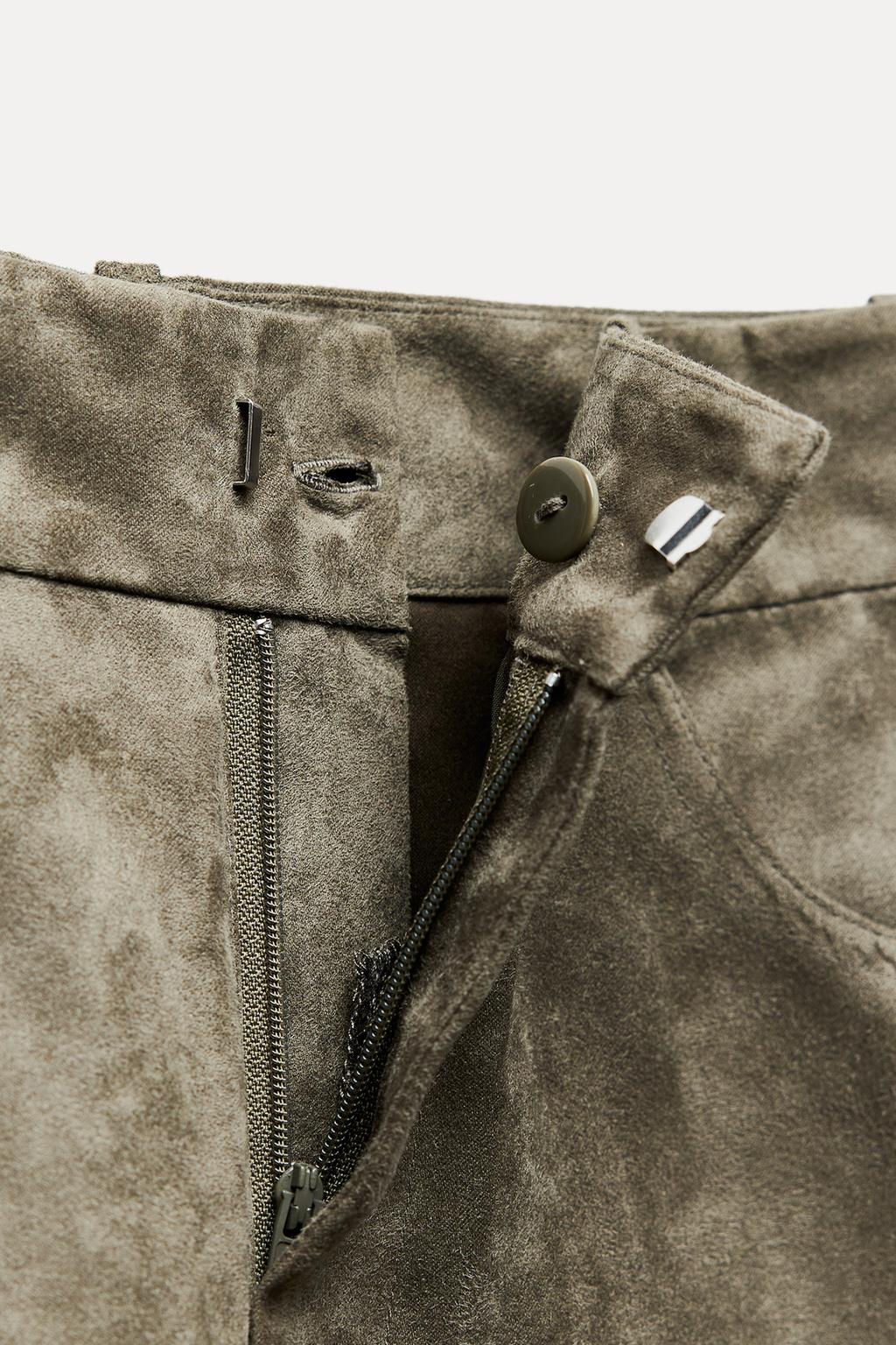 FAUX SUEDE STRAIGHT-LEG TROUSERS - Zara фото 10