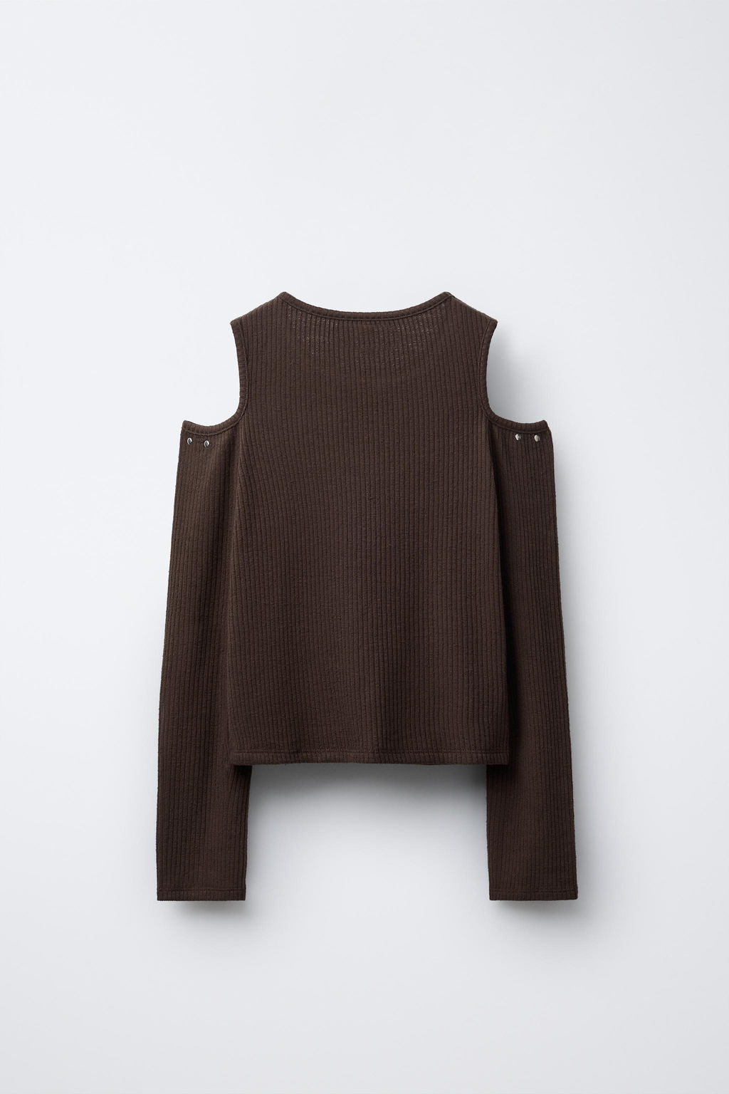 RIB T-SHIRT WITH CUT-OUT AND STUDS - Zara фото 2