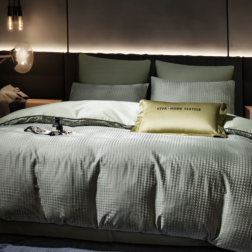 Комплект постельного белья на резинке Сатин-Жаккард Тессоро MTR003 Евро 4 Наволочки