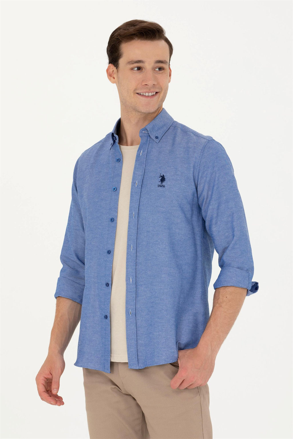 Мужская базовая рубашка Saks с длинным рукавом Неожиданная скидка в корзине - U.s. polo assn фото 3