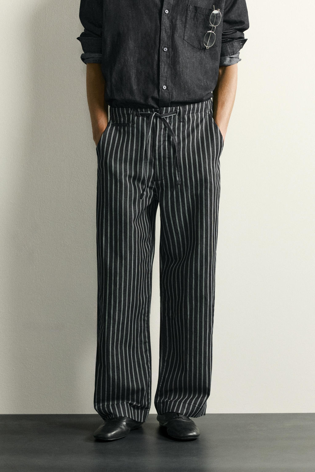 PANTAL?N DENIM ALGOD?N - LINO RAYAS / Azul - Zara фото 2