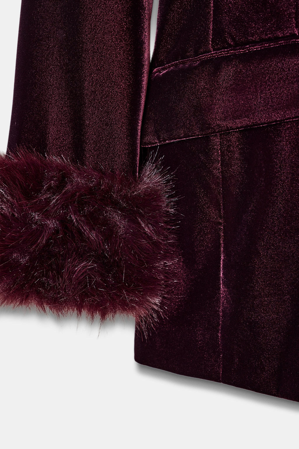 VELVET BLAZER WITH FAUX FUR CUFFS - Zara фото 8