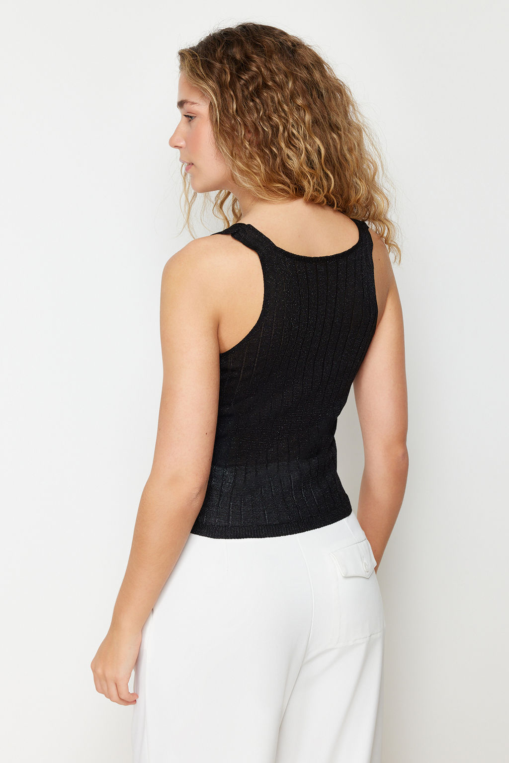 Siyah Simli Iplikli Triko Bluz TWOSS24BZ00126 - Trendyolmilla фото 6