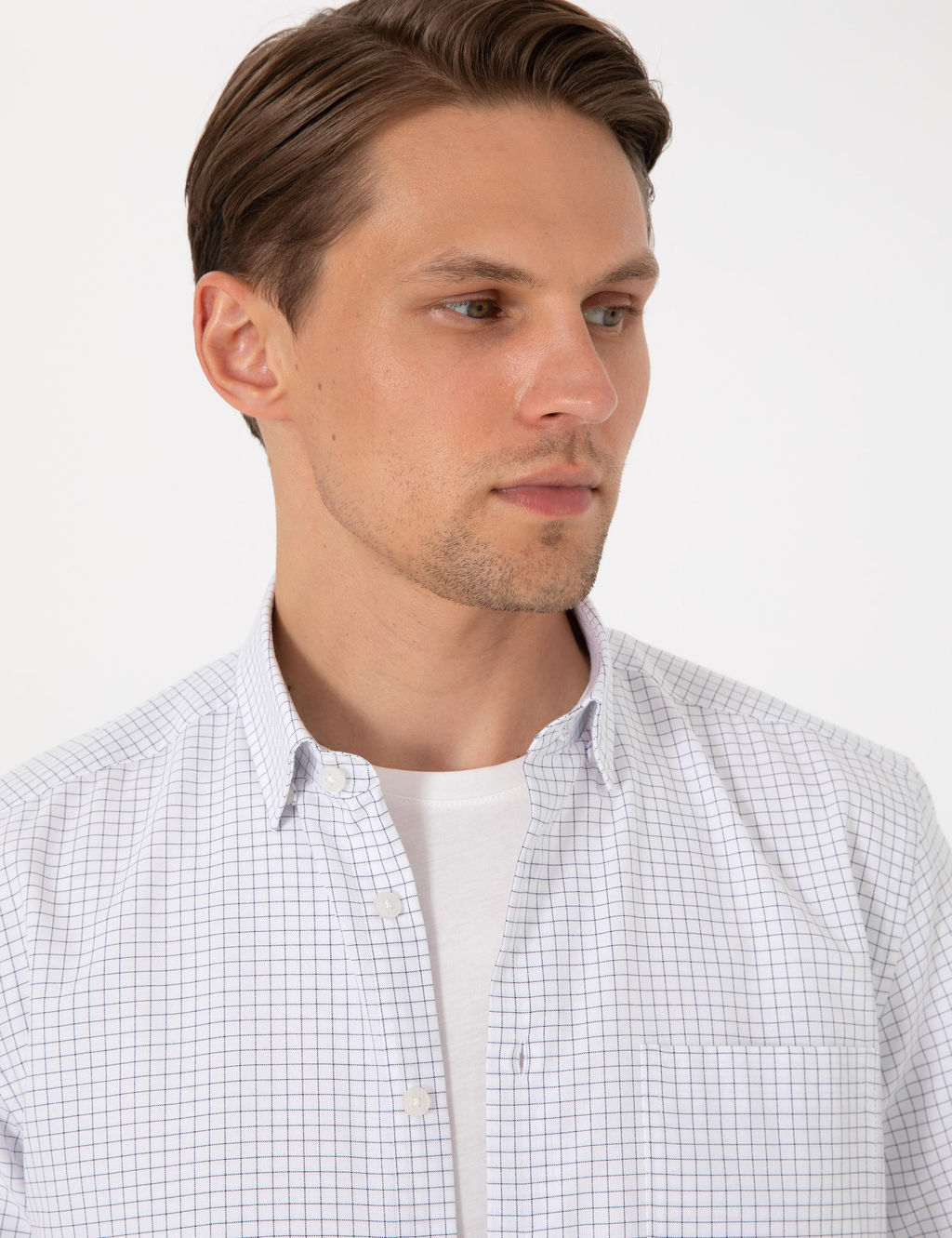 Lacivert Kareli Regular Fit K_sa Kollu G_mlek - Pierre cardin фото 2