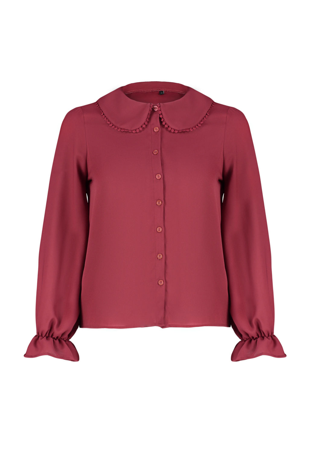 TRENDYOLMILLA Beyaz Bebe Yaka Ponpon Detayl? Regular Normal Kal?p Dokuma Gomlek TWOAW21GO0717  фото 14