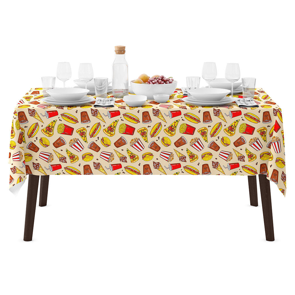 Скатерть 220х145см Фаст Фуд, длина стола до 180см, на 8-10 персон, рогожка, хлопок 171г/м2, упаковка классическая 28х41см, Домашняя мода (Россия)  фото 3