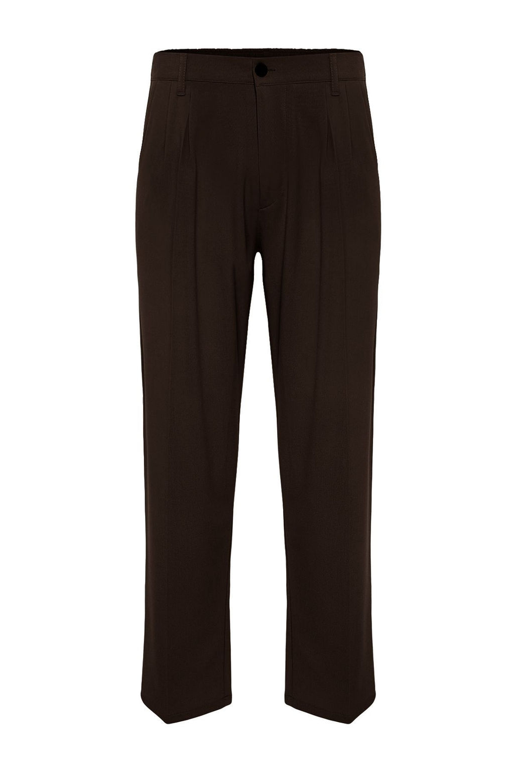 Kahverengi Pileli Klasik Baggy Fit Kumas Pantolon TMNSS24PL00024