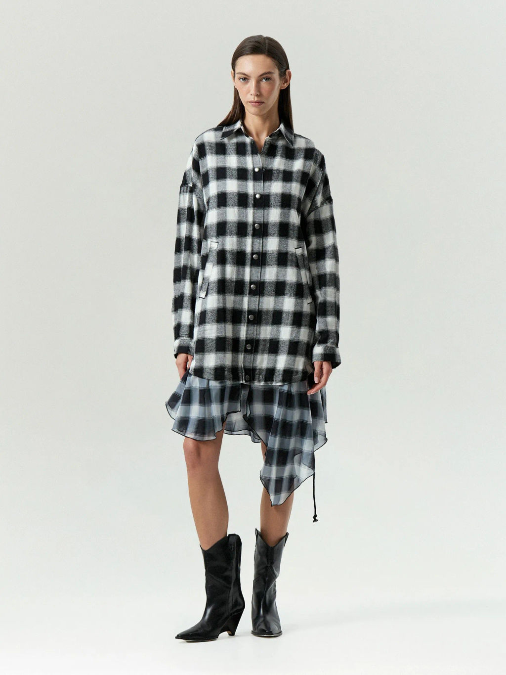 ЕМКА / Платье-рубашка миди в клетку
