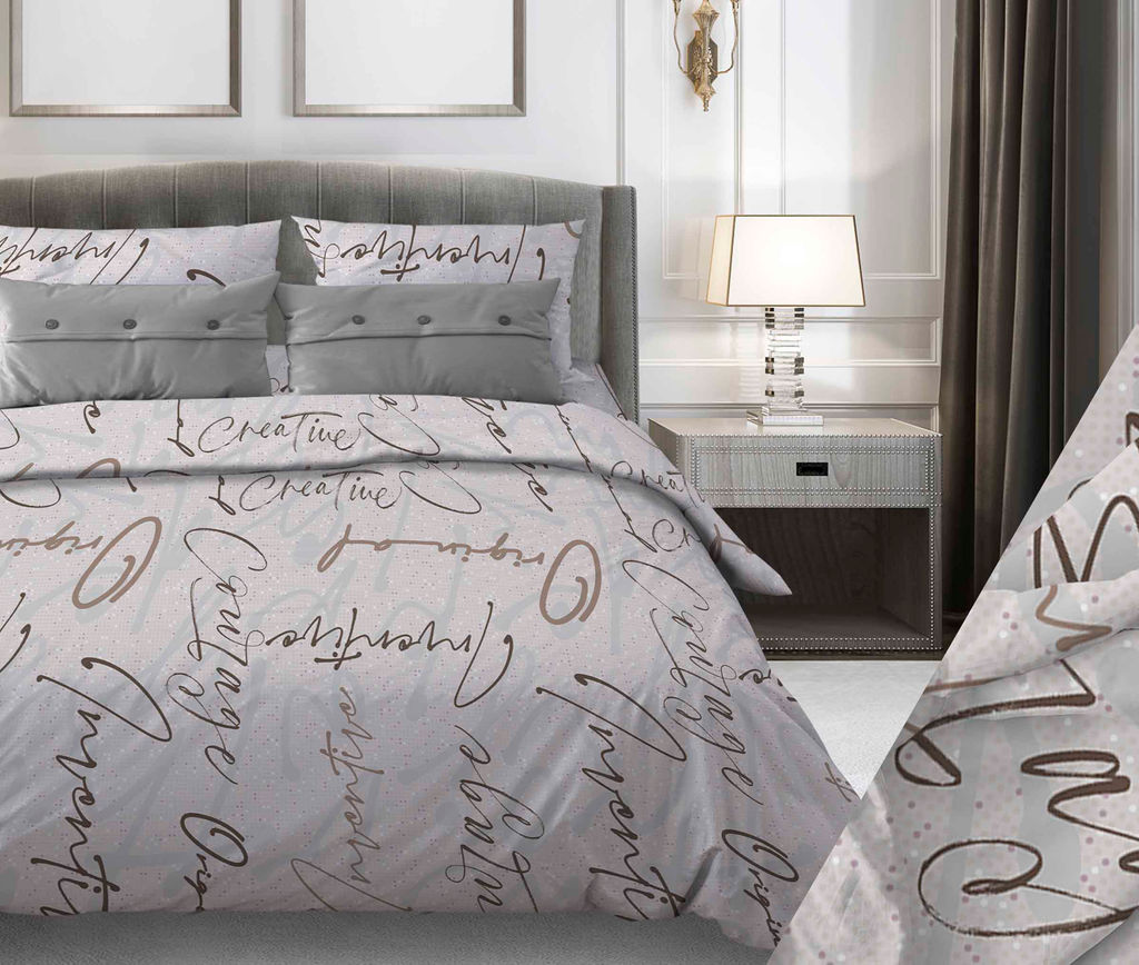 Простыня на резинке 120*200 см, бязь "Комфорт", борт 25 см (Креатив, серо-бежевый)