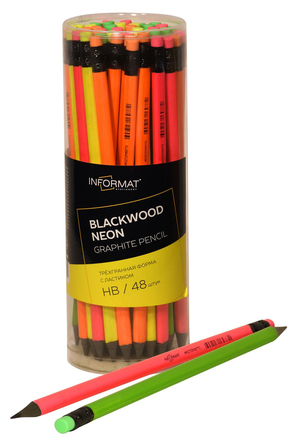 Цена за 10 шт. Карандаш чернографитный пластиковый INFORMAT Blackwood НВ с ластиком, заточенный, трехгран...