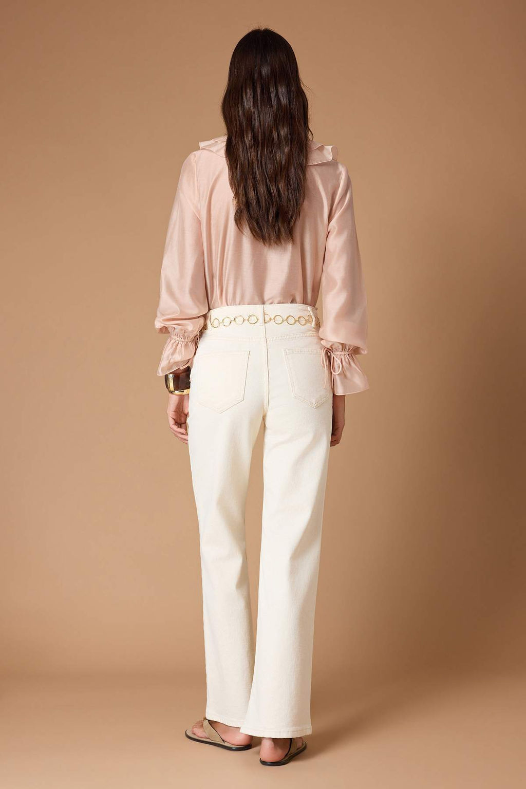 Ekru Zincir Kemer Detayl? Yuksek Bel Az Esnek Wide Leg Jeans TWOSS26JE00186 - Trendyolmilla фото 7