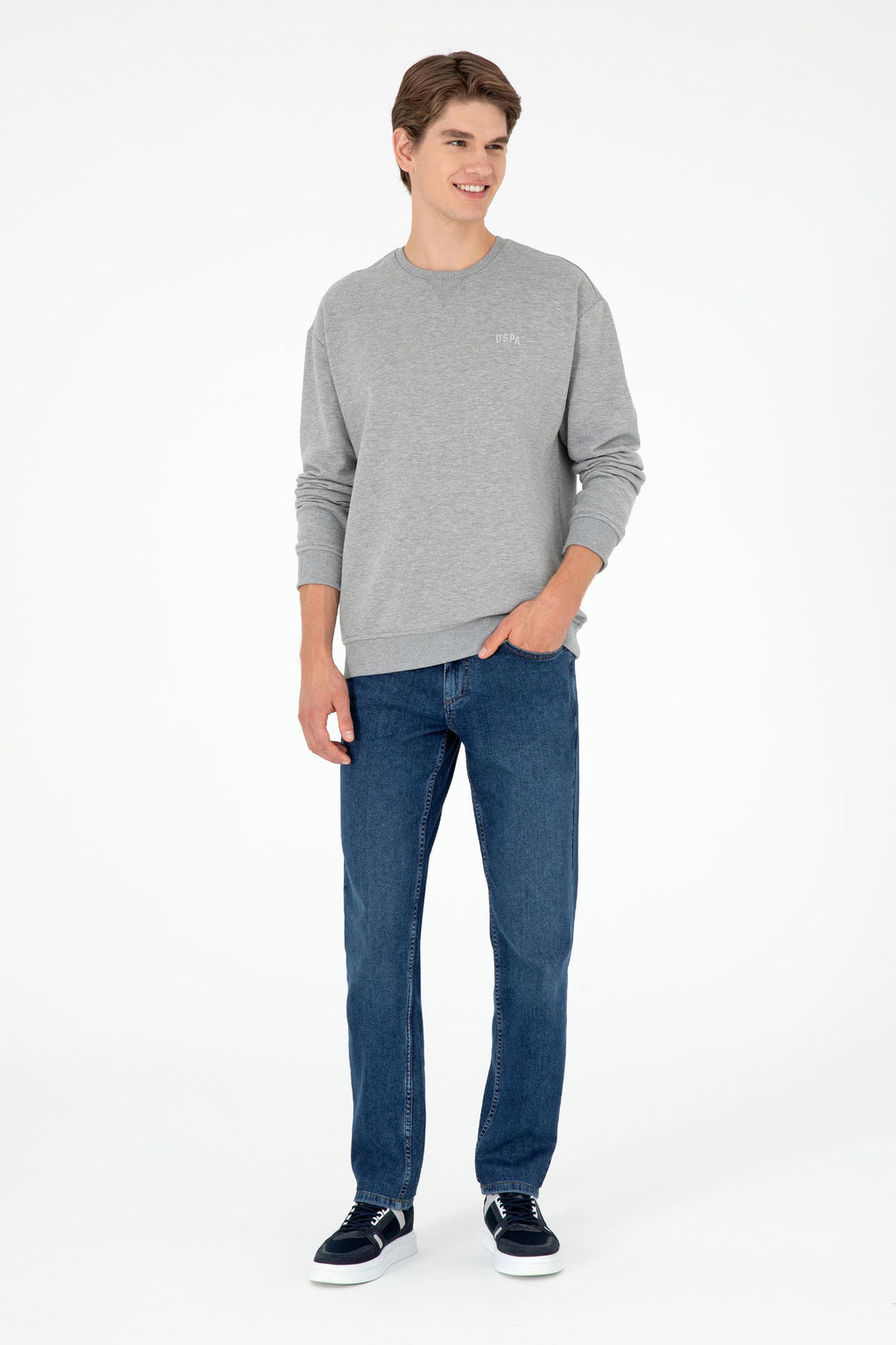 Мужской серый меланжевый базовый свитшот Неожиданная скидка в корзине - U.s. polo assn фото 4