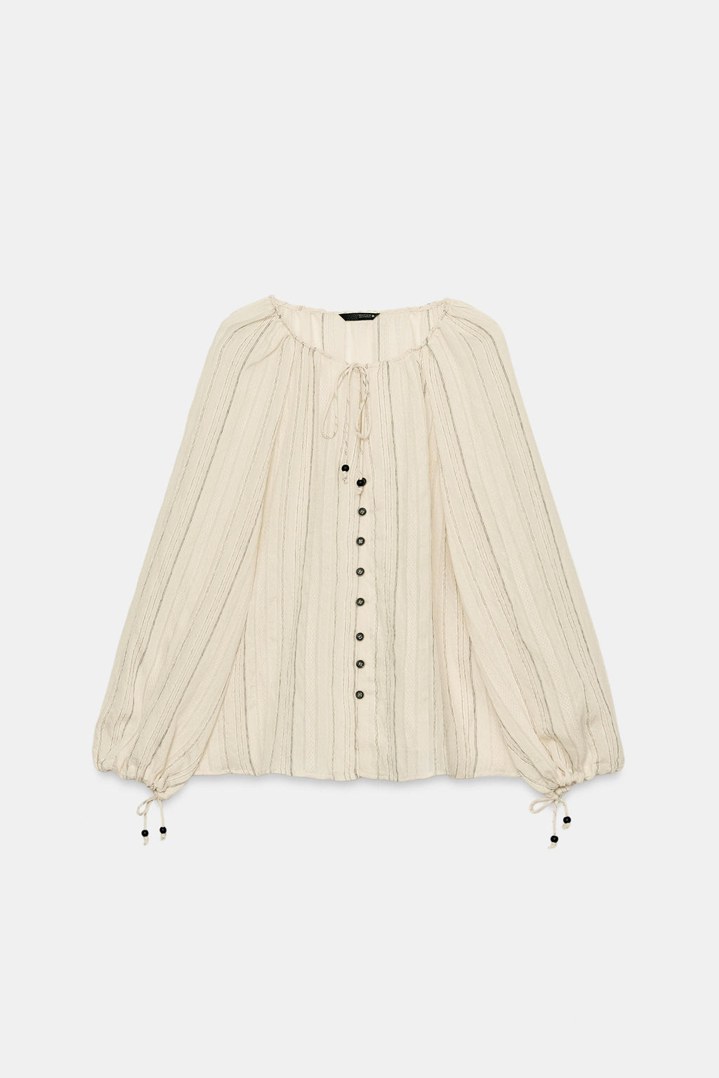 BLUSA RAYAS LAZOS / Crudo / Negro