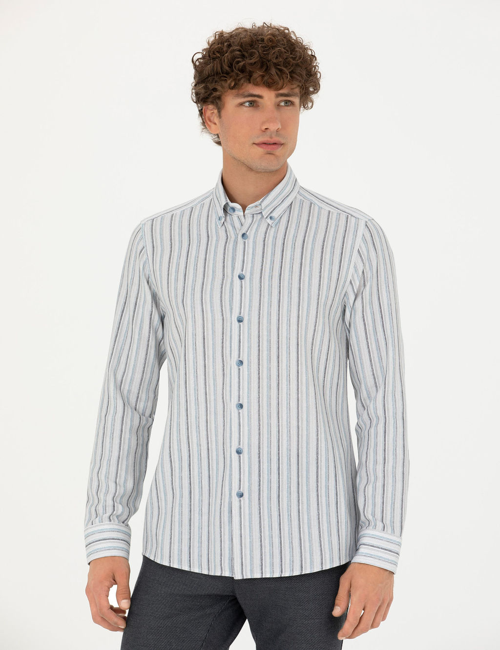 Рубашка Slim Fit синяя