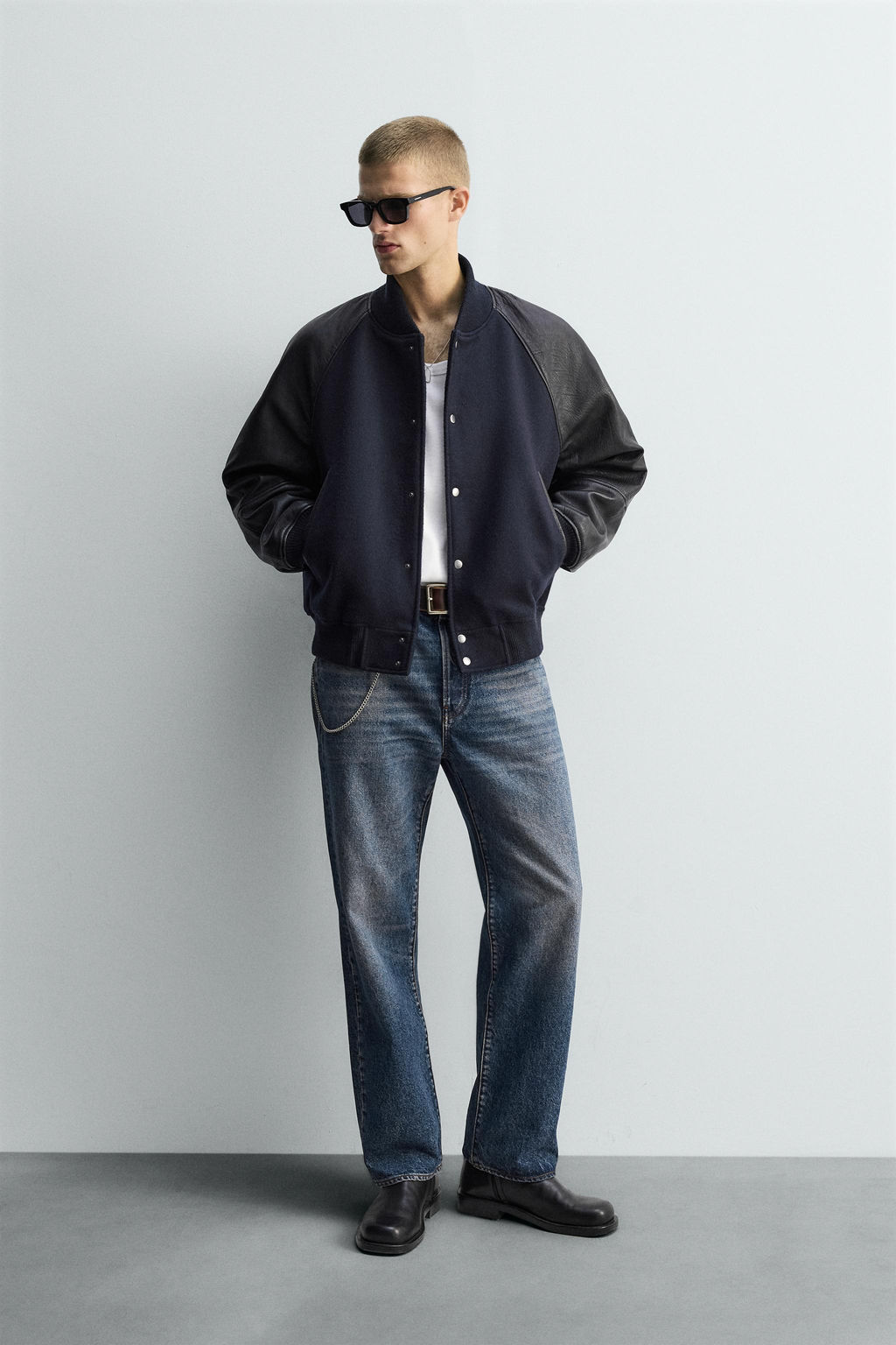 LIMITED EDITION CONTRAST LEATHER BOMBER JACKET